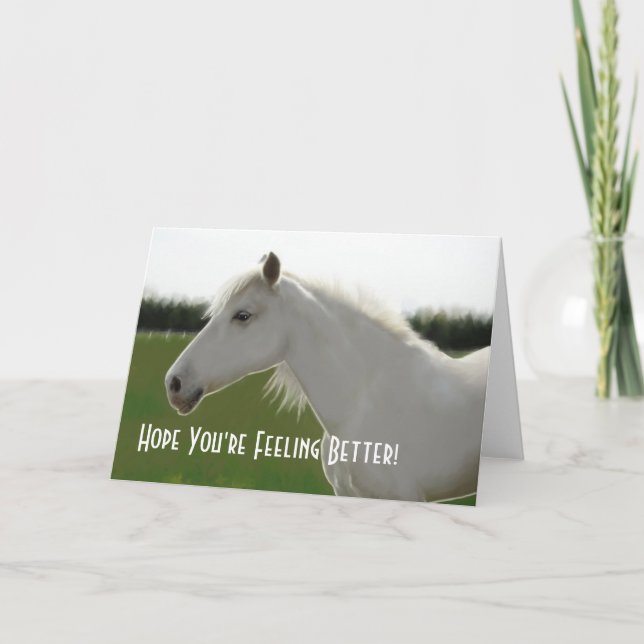Weißes Pferd erhalten wohle leere Karte (Vorderseite)