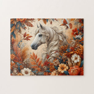 Weißes Pferd Herbstblumen