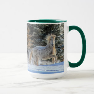 Weißes Pferd im Winterschnee-Foto Tasse