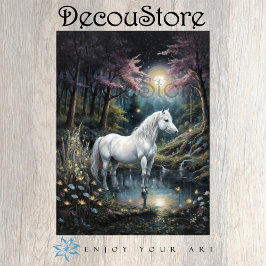 Weißes Pferd in einer Friedlichen Oase Seidenpapier