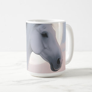 Weißes Pferd Mondlichtporträt Kaffeetasse