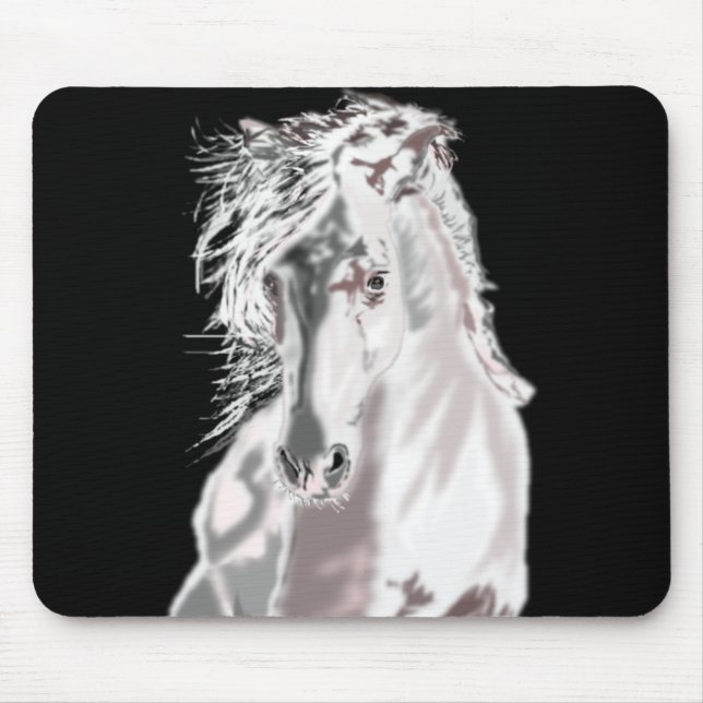 Weißes Pferd Mousepad (Vorne)