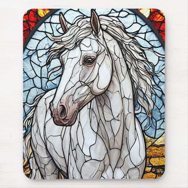 Weißes Pferd Mousepad (Vorne)
