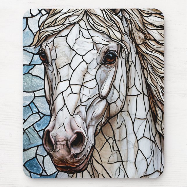Weißes Pferd Mousepad (Vorne)