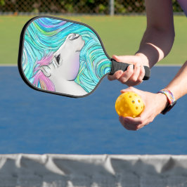 Weißes Pferd Nahtlose Pastellfarben Muster Pickleball Schläger