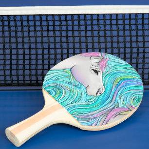 Weißes Pferd Nahtlose Pastellfarben Muster Tischtennis Schläger