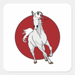 Weißes Pferd Quadratischer Aufkleber