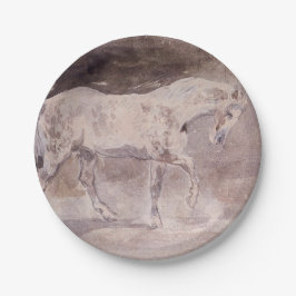 Weißes Pferd (von Eugene Delacroix) Pappteller