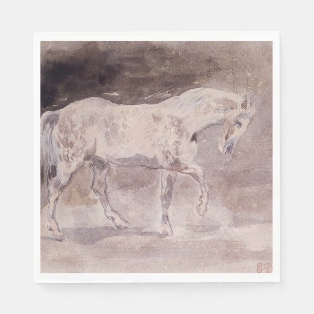 Weißes Pferd (von Eugene Delacroix) Serviette (Vorderseite)