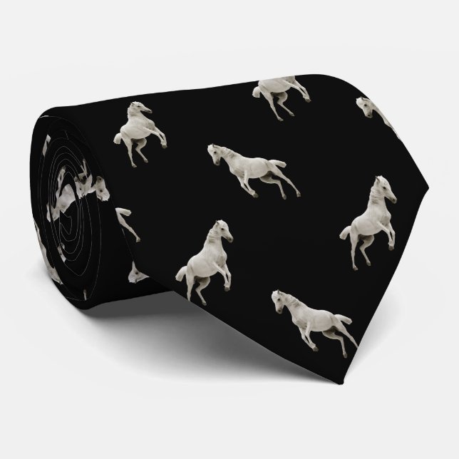 Weißes Pferdediamant-Muster-Krawatte Krawatte (Gerollt)