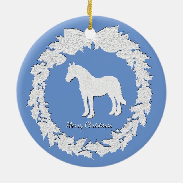 Weißes PferdeKranz personifizieren Farbtext Keramikornament (Hinten)