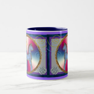 Weißes Pferdetänzer Zweifarbige Tasse