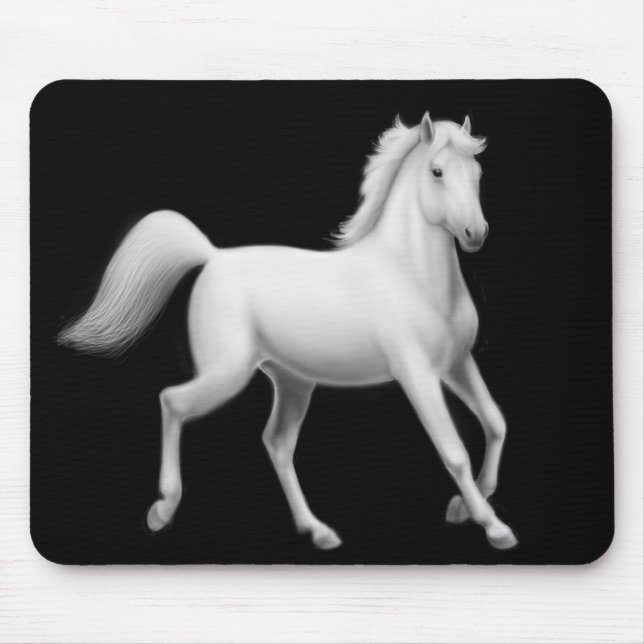 Weißes Pferdetrotten Mousepad (Vorne)