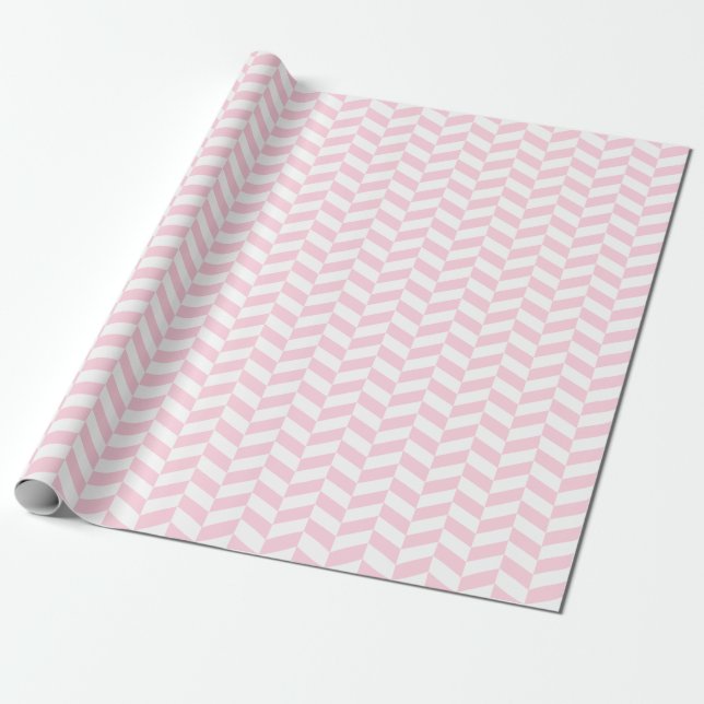 Weißes Pink-weißes Herringbone-Umhüllungspapier Geschenkpapier (Ungerollt)