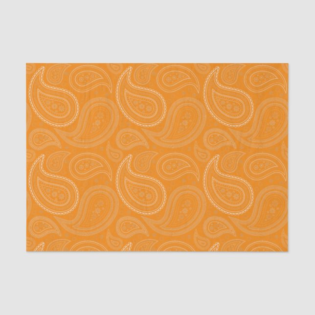 Weißes Pisley-Muster für Orange-Gewebe Seidenpapier (Vorderseite)