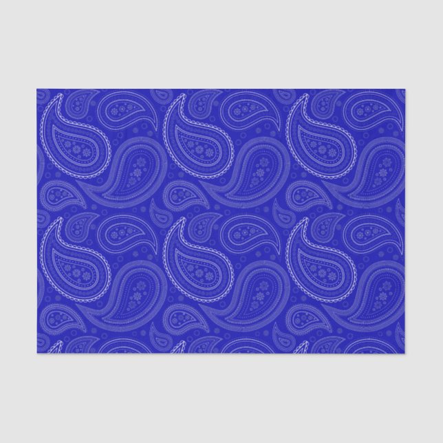Weißes Pisley-Muster für Royal Blue Tissue Paper Seidenpapier (Vorderseite)
