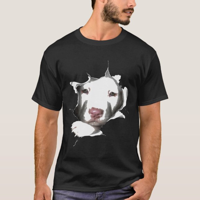 Weißes Pitbull-Gesicht innen T-Shirt (Vorderseite)