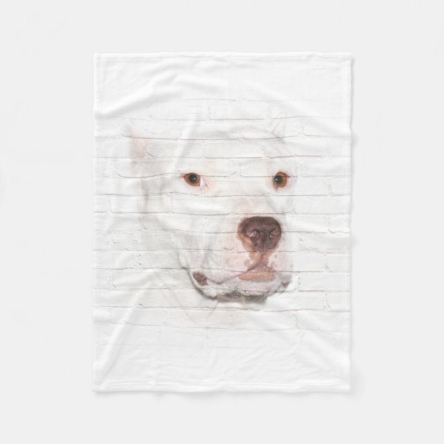 Weißes pitbull Terriergesicht Fleecedecke (Vorderseite)