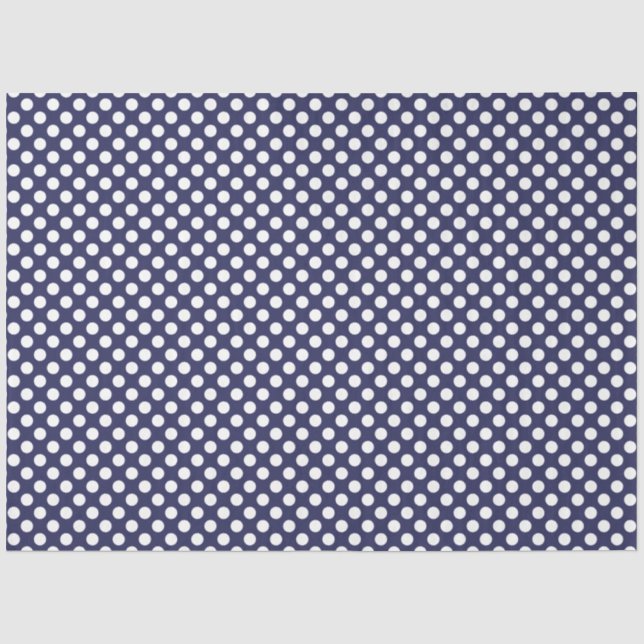 Weißes Polka-Dot-Papier für Navy und Blau Seidenpapier (Vorderseite)