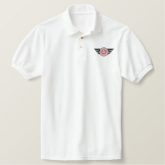 Weißes Polo-Shirt mit rotem MCR-Logo
