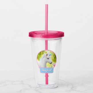Weißes Pony Einhorn Acryltrinkbecher