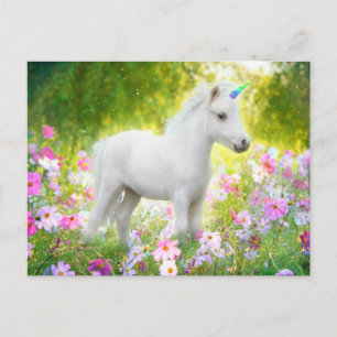 Weißes Pony Einhorn Einladungspostkarte