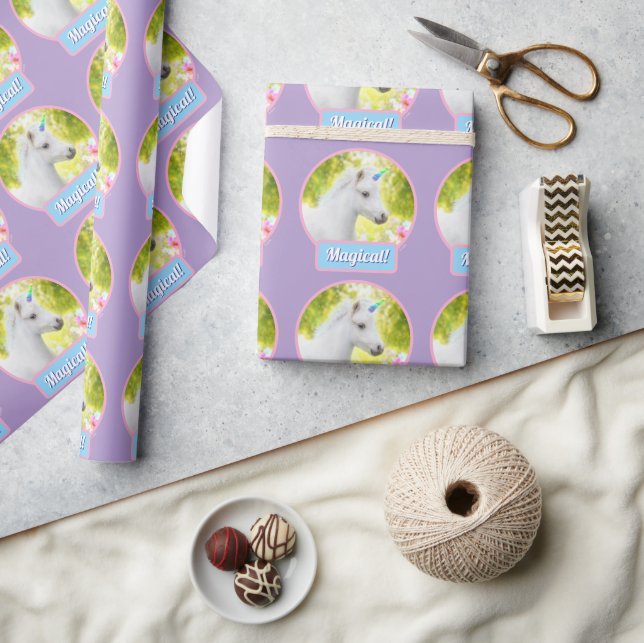 Weißes Pony Einhorn Geschenkpapier (Kunsthandwerk)