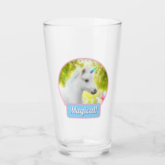 Weißes Pony Einhorn Glas