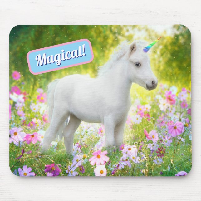 Weißes Pony Einhorn Mousepad (Vorne)
