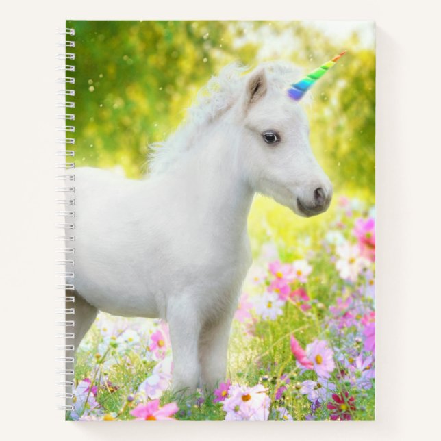 Weißes Pony Einhorn Notizbuch (Vorderseite)