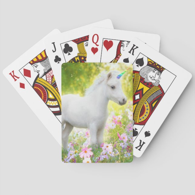 Weißes Pony Einhorn Spielkarten (Rückseite)