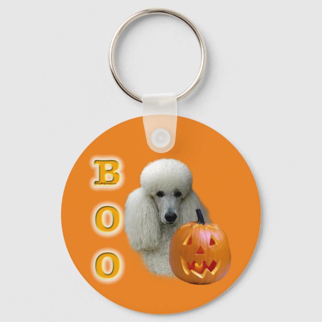 Weißes Poodle Boo Schlüsselanhänger (Vorderseite)