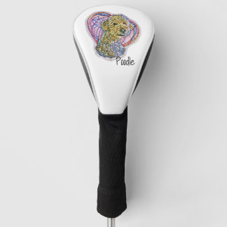 Weißes Poodle Hartglas Hund mit Herz Golf Headcover