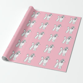 Weißes Poodles-Muster rosa Wrapping Paper Geschenkpapier