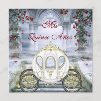 Weißes Prinzessin Carriage Enchanted Quinceanera Einladung