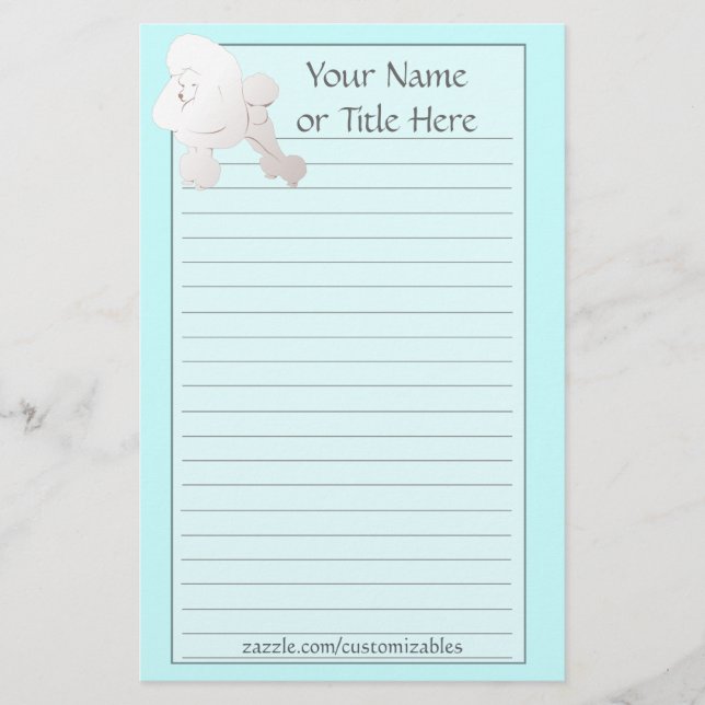 Weißes Pudel-Briefpapier Briefpapier (Vorderseite)