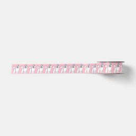 Weißes Pudel-Muster erröten rosa Satin-Band Satinband