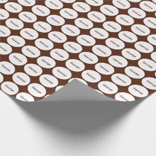 Weißes Punkt-Muster auf Brown mit Namen Geschenkpapier