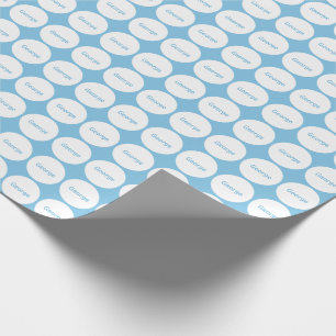 Weißes Punkt-Muster auf hellblauem mit Namen Geschenkpapier