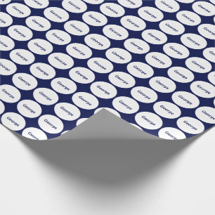 Weißes Punkt-Muster auf Marine-Blau mit Namen Geschenkpapier