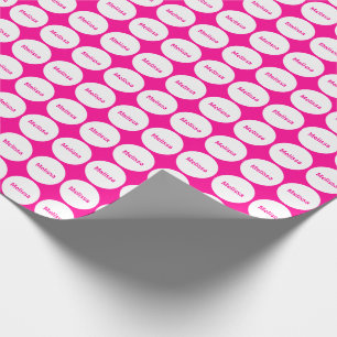Weißes Punkt-Muster auf Pink mit Namen Geschenkpapier
