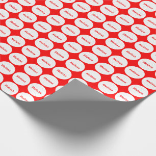 Weißes Punkt-Muster auf Rot mit NamensPackpapier Geschenkpapier