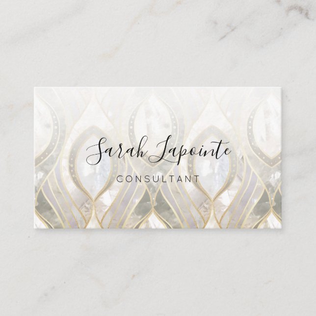 Weißes Quarz & Gold Elegantes Design Visitenkarte (Vorderseite)