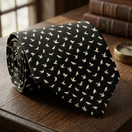 Weißes Raben-Vogel-Muster – Gothic-Geschenk für de Krawatte