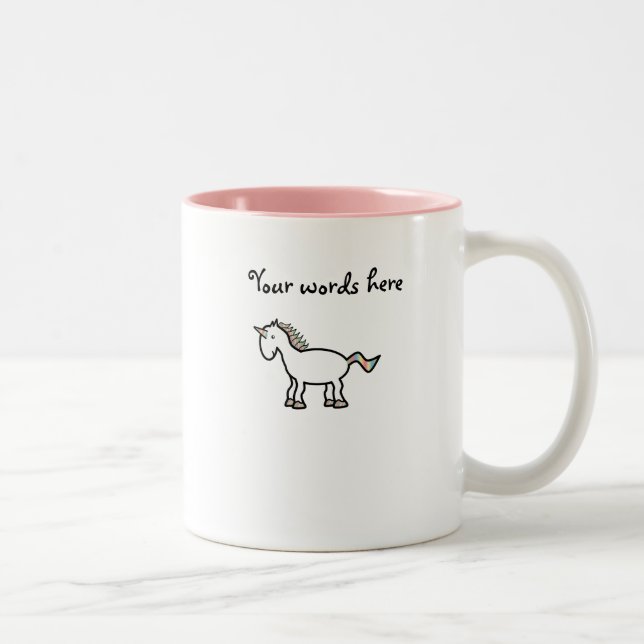 Weißes Regenbogen-Einhorn Zweifarbige Tasse (Rechts)