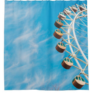 Weißes Riesenrad am Morgen unter freiem Himmel Duschvorhang