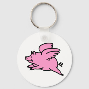 Weißes rosa Fliegen-Schwein Schlüsselanhänger