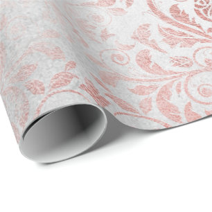 Weißes rosa Rosen-GoldGrungy metallisches Mit Geschenkpapier