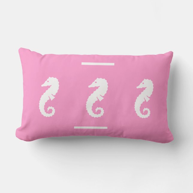 weißes/rosa SEEPFERD auf der PILLOW-Küste Lendenkissen (Vorderseite)