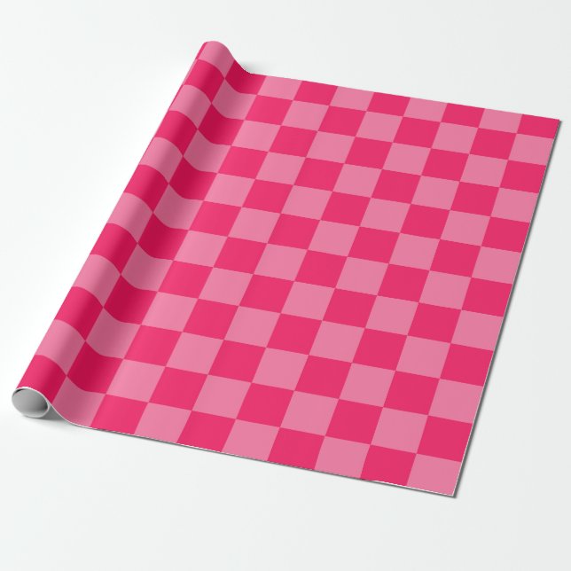Weißes, rosafarbenes Schachbrett-Musterpapier Geschenkpapier (Ungerollt)